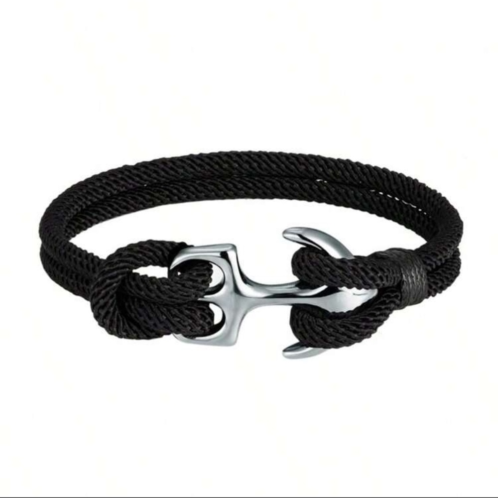 1pc Men's Nautical Anchor Woven Bracelet - Nylon Material